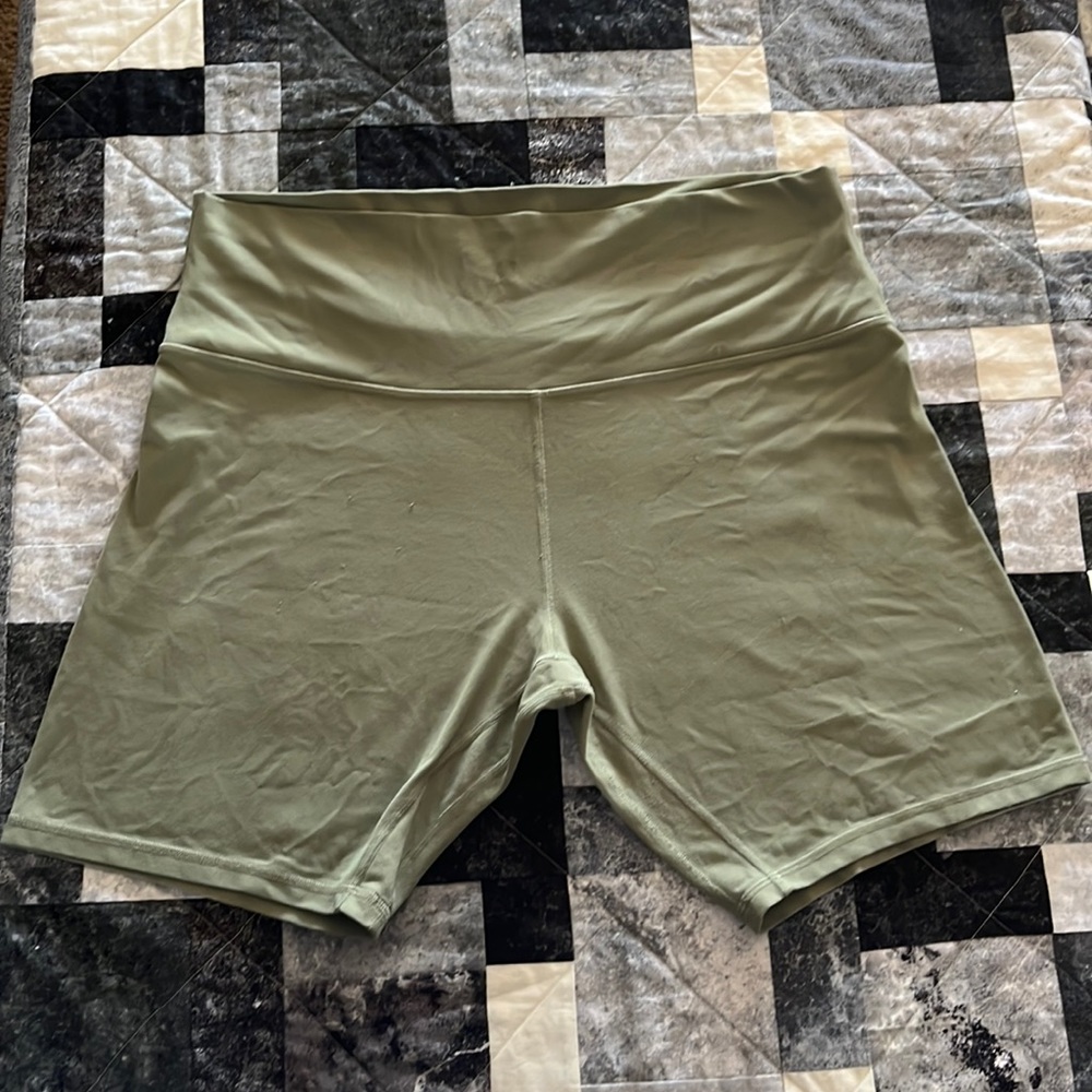 Lululemon rosemary green biker shorts, great condition inside pocket